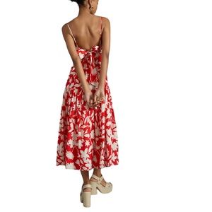 Anthropologie Moon River square neck floral A-line smocked waist dress (size L)